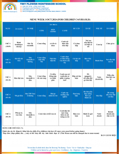 THỰC ĐƠN THÁNG 10/2024 NĂM HỌC 2024-2025